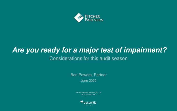 are you ready for a major test of impairment
