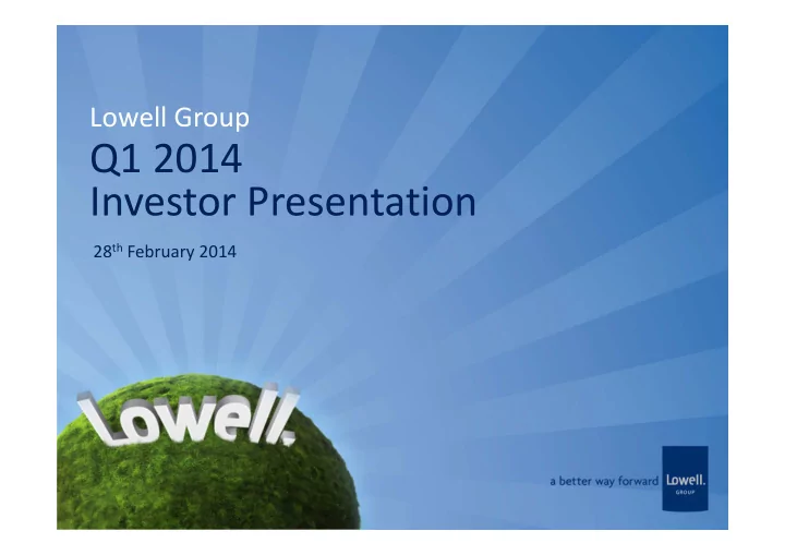 q1 2014 investor presentation