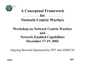 A Conceptual Framework  for  Network Centric Warfare  Workshop on Network Centric Warfare  and