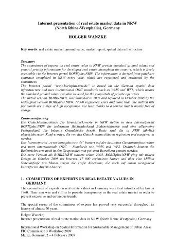 Internet presentation of real estate market data in NRW  (North Rhine-Westphalia), Germany  HOLGER