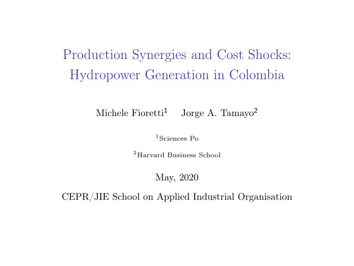 production synergies and cost shocks hydropower