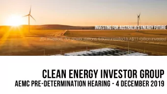 Clean Energy investor Group  AEMC Pre-Determination Hearing - 4 December 2019  W  H  O  W  E  A  R