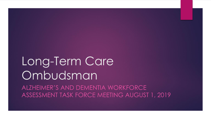 long term care ombudsman