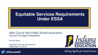 Equitable Services Requirements  Under ESSA  Allen County Non-Public School Association  Annual
