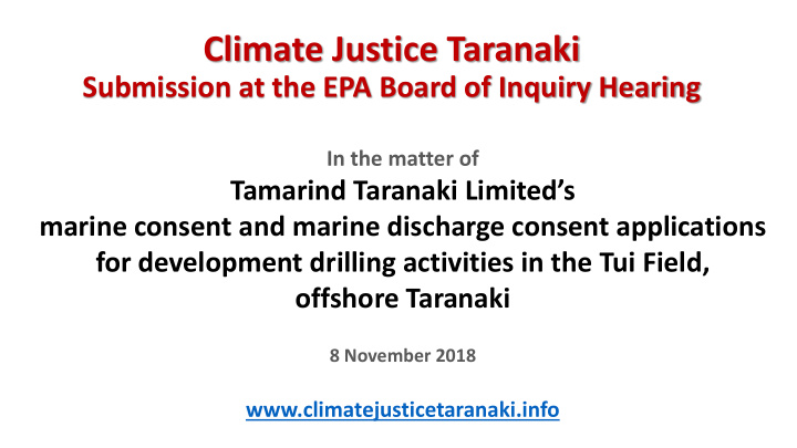 climate justice taranaki