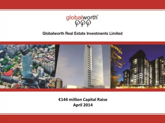 144 million Capital Raise  April 2014  Disclaimer  IMPORTANT NOTICE  NOT FOR RELEASE,