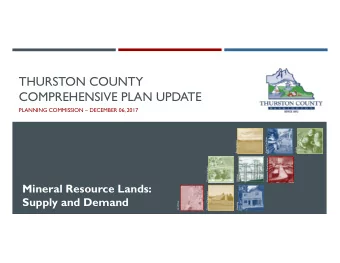 THURSTON COUNTY  COMPREHENSIVE PLAN UPDATE  PLANNING COMMISSION  DECEMBER 06, 2017  Capital