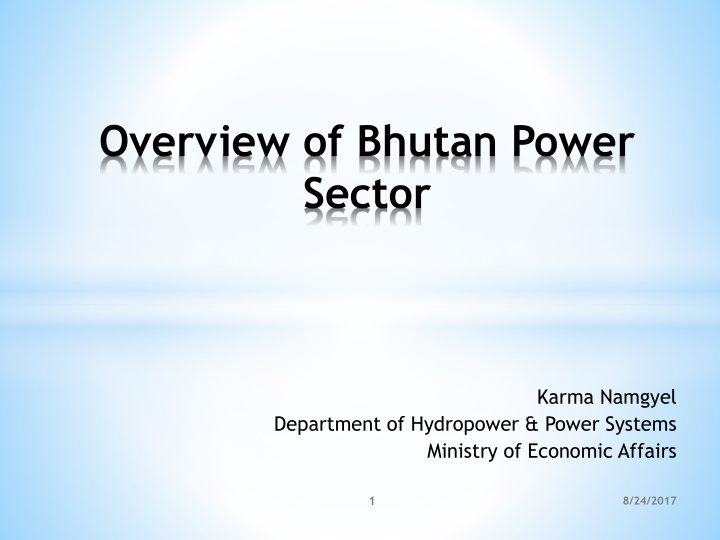 overview of bhutan power sector