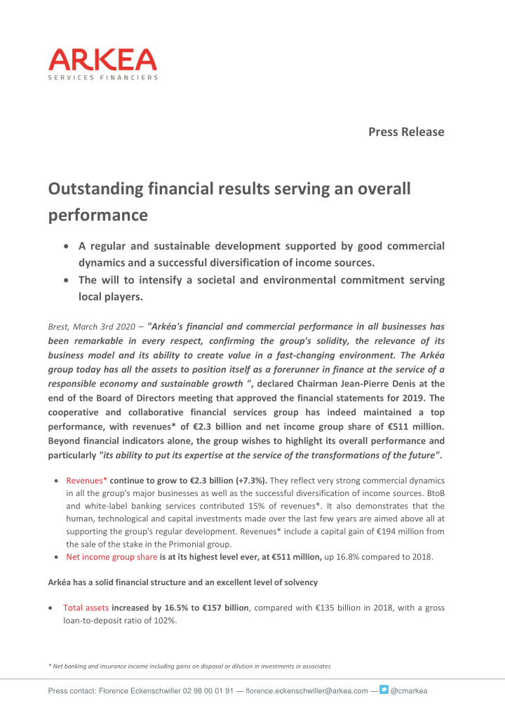 outstanding financial results serving an overall