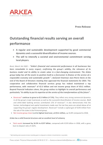 Outstanding financial results serving an overall  performance  A regular and sustainable