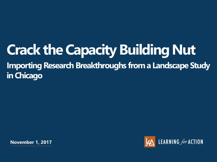 crack the capacity building nut