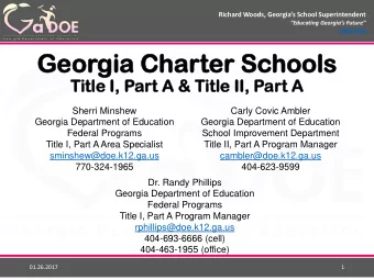 Ge  Geor  orgia  gia Ch  Char  arter  ter Schools  hools  Tit  itle  le I,  , Part  t A &amp; T