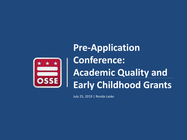 pre application conference academic quality and early