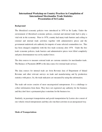 International Workshop on Country Practices in Compilation of  International Merchandise Trade