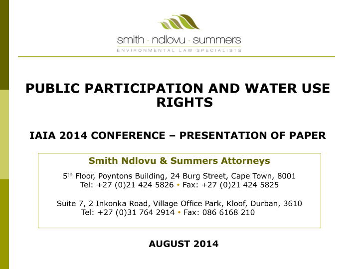 public participation and water use rights iaia 2014