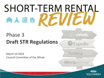 Phase 3  Draft STR Regulations  March 10 2020  Council Committee of the Whole  Project Work Plan