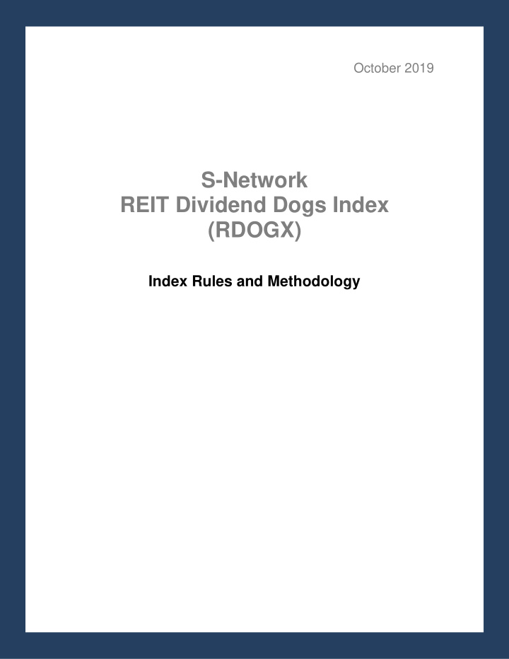 s network reit dividend dogs index rdogx