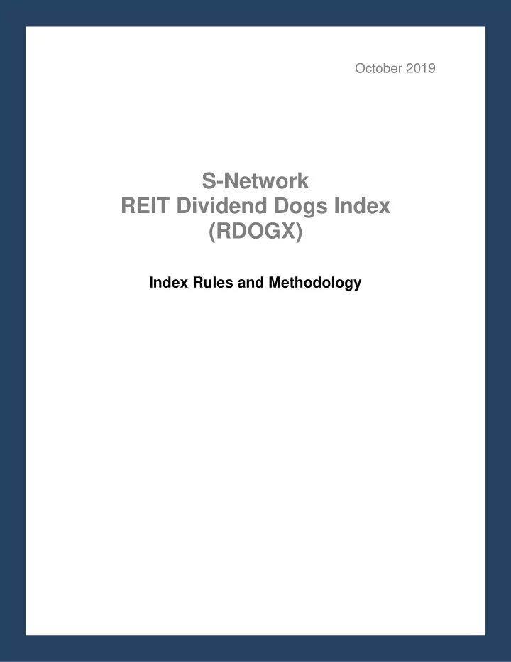 s network reit dividend dogs index rdogx