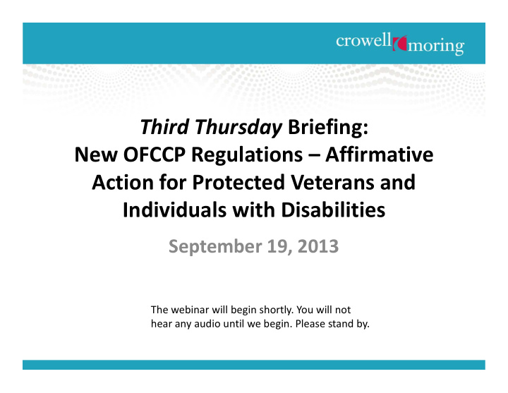 third thursday briefing new ofccp regulations affirmative