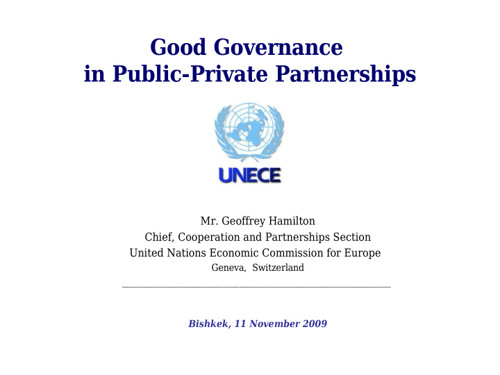 good governance in public private partnerships