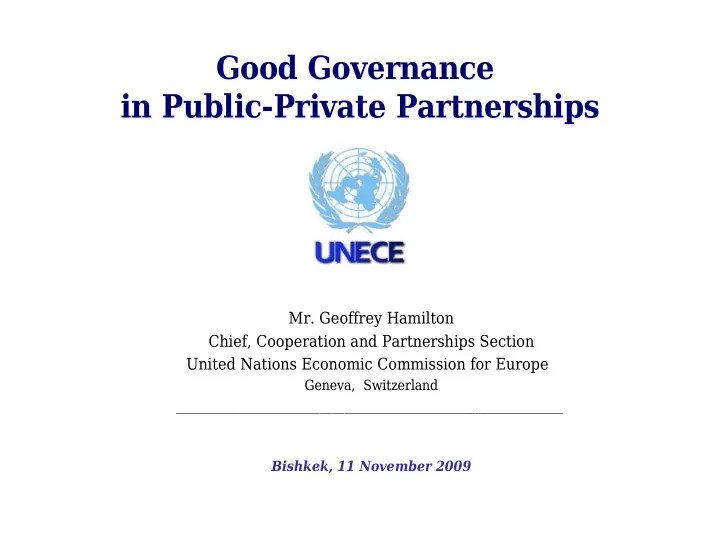 good governance in public private partnerships