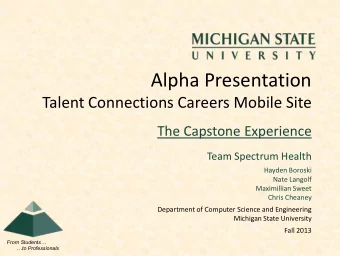 Alpha Presentation  Talent Connections Careers Mobile Site  The Capstone Experience  Team Spectrum
