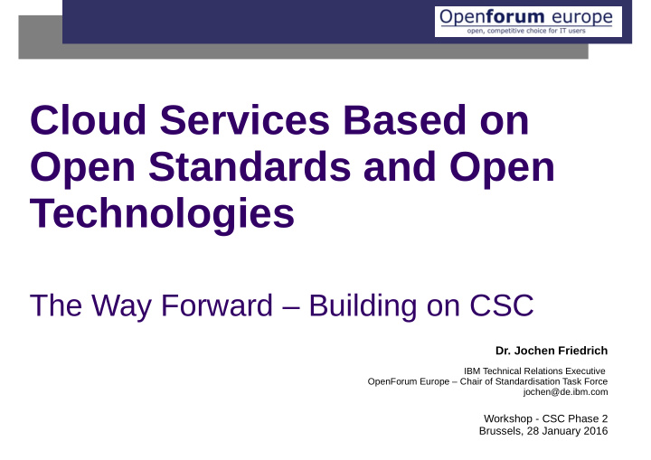 cloud services based on open standards and open
