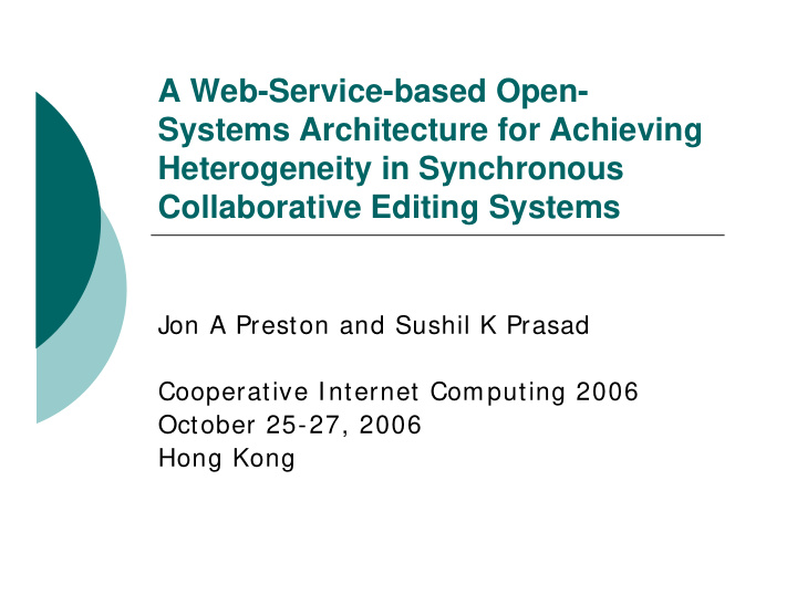 a web service based open systems architecture for