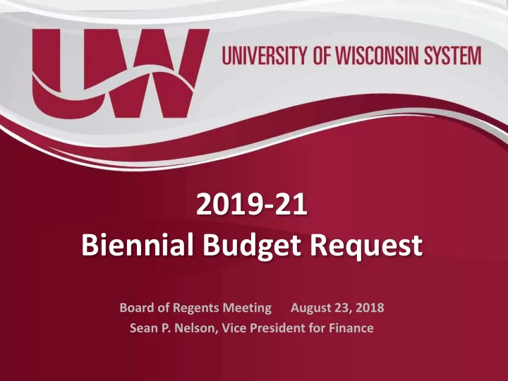 2019 21 biennial budget request