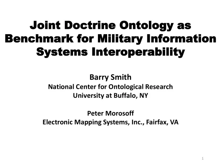 joint joint doctrine doctrine ontology as ontology as