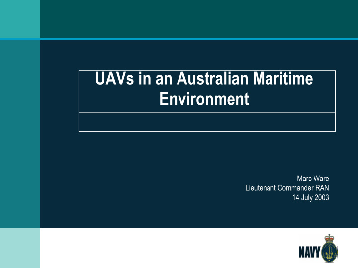 uavs in an australian maritime environment