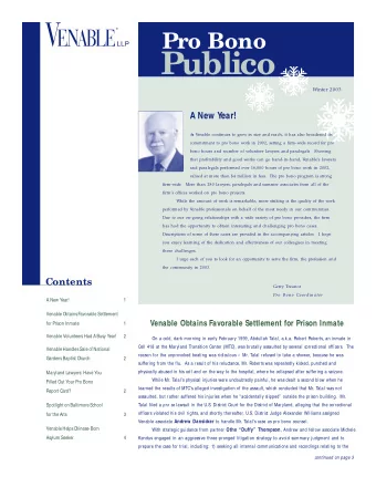 Publico  Winter 2003  A New Y  ear!  A  s V  enable continues to grow in size and reach, it has