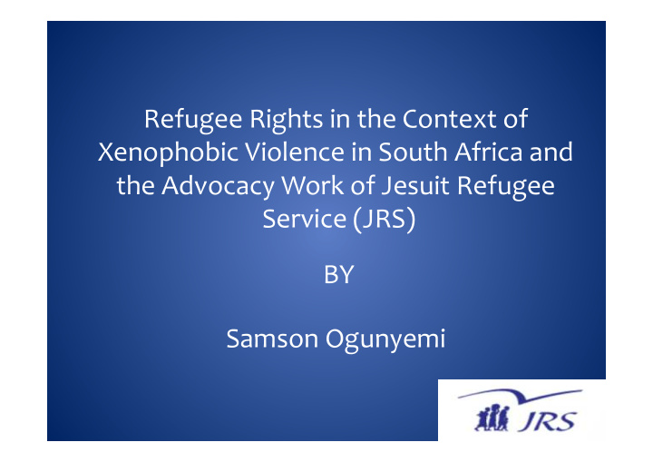 refugee rights in the context of xenophobic violence in