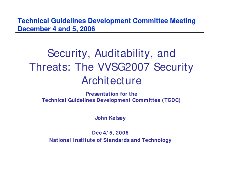 security auditability and threats the vvsg2007 security