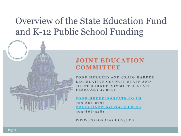 overview of the state education fund and k 12 public