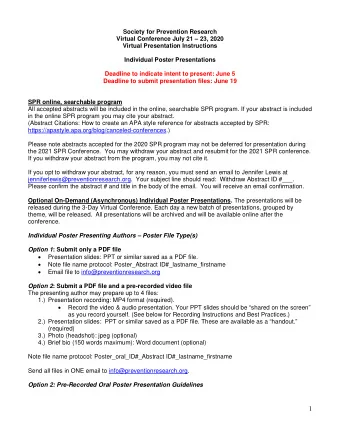 1   Slide Instructions for Oral Poster Presentations: Clarity of Power Point slides is vital for