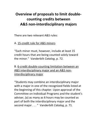 Overview of proposals to limit double  counting credits between A&amp;S non