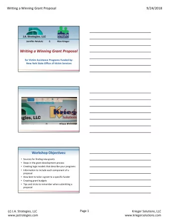 Writing a Winning Grant Proposal  for Victim Assistance Programs Funded by:  New York State Office