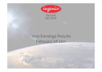 2010 Earnings Results  February 28 2011  Disclaimer  This presentation contains forward-looking