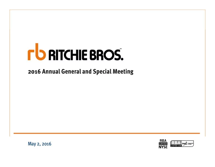 2016 annual general and special meeting