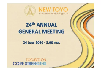 FINANCIAL YEAR 2019 HIGHLIGHTS P RESENTED B Y : J OSHUA L AM , CFO  DISCLAIMER T HIS PRESENTATION