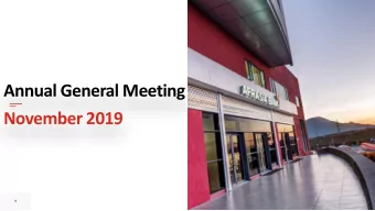 Annual General Meeting  November 2019  1 annual 19  meeting  Chairmans Welcome and Opening