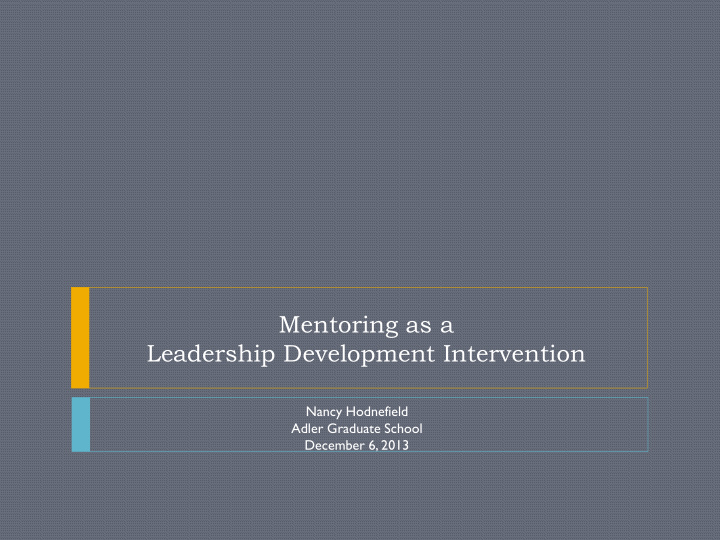 leadership development intervention