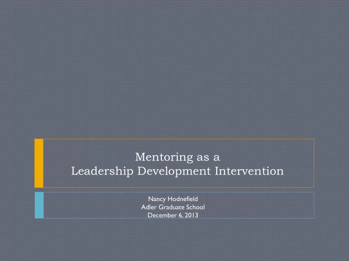 leadership development intervention
