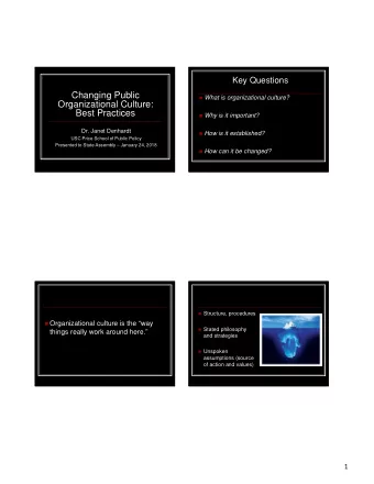 Changing Public  What is organizational culture?  Organizational Culture:  Best Practices