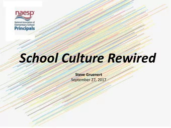 School Culture Rewired  Steve Gruenert  September 27, 2017  School Culture Reimagined  The