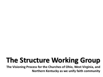 The Structure Working Group  The Visioning Process for the Churches of Ohio, West Virginia, and