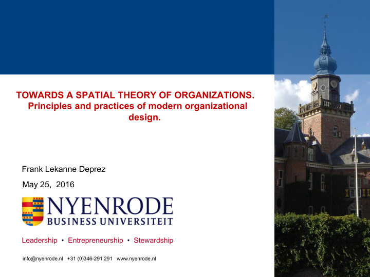 towards a spatial theory of organizations principles and