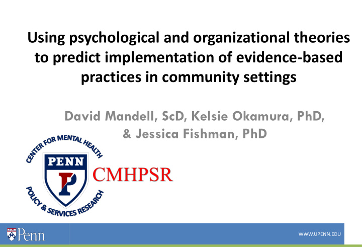 to predict implementation of evidence based