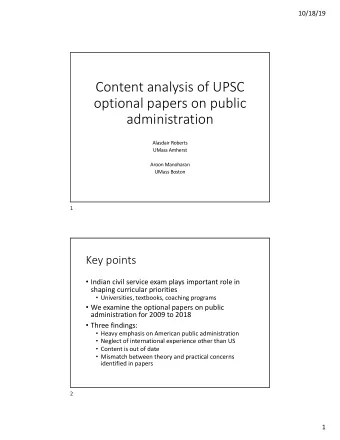 Content analysis of UPSC  optional papers on public  administration  Alasdair Roberts  UMass